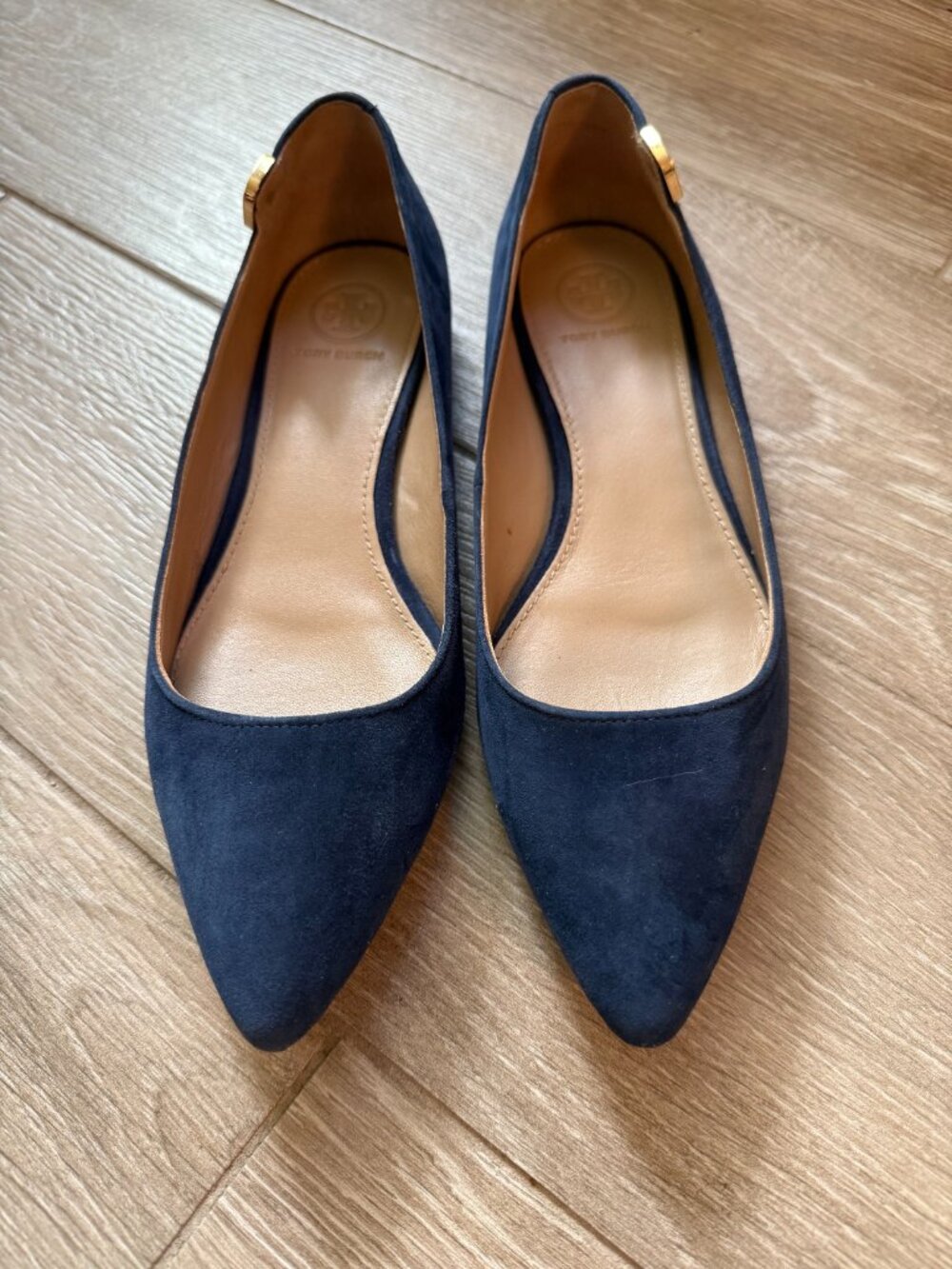 Tory Burch Navy Suede Pointed Toe Flat Size 6 M - Picture 7 of 7